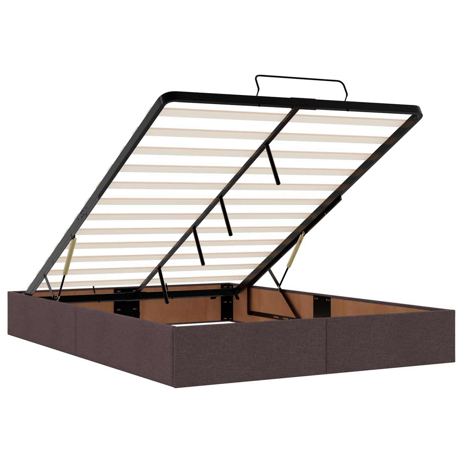 Letto ottomano con materasso Marrone Scuro 140 x 200 cm Tessuto | homemem39
