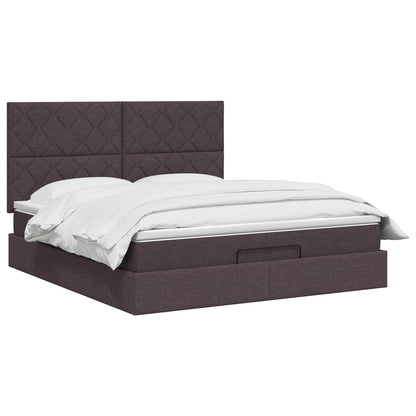 Letto ottomano con materasso Marrone Scuro 140 x 200 cm Tessuto | homemem39