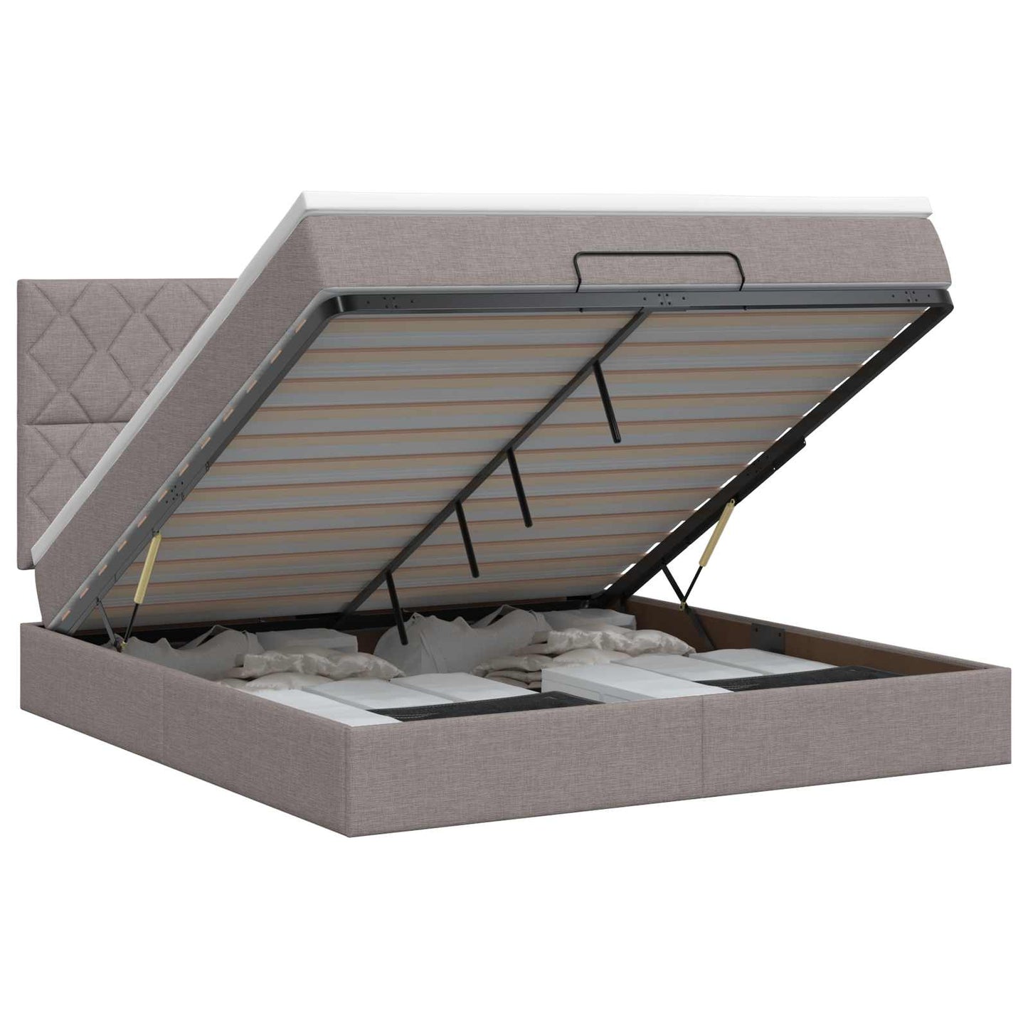 Letto ottomano con materasso Tortora 140 x 200 cm Tessuto | homemem39