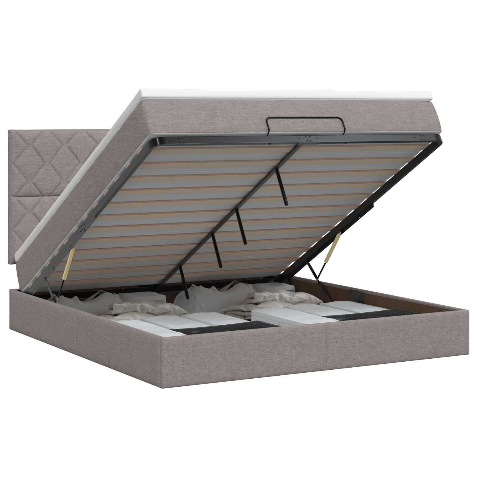 Letto ottomano con materasso Tortora 140 x 200 cm Tessuto | homemem39