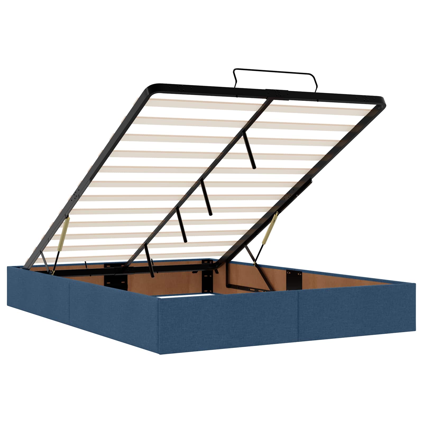 Letto ottomano con materasso Blu 160 x 200 cm Tessuto | homemem39