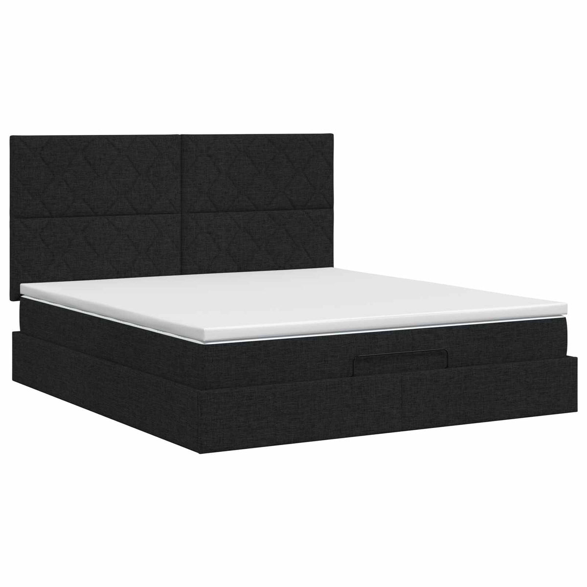 Letto ottomano con materasso Nero 180 x 200 cm Tessuto