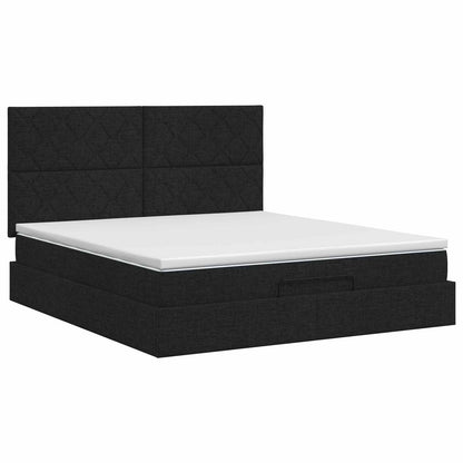 Letto ottomano con materasso Nero 180 x 200 cm Tessuto