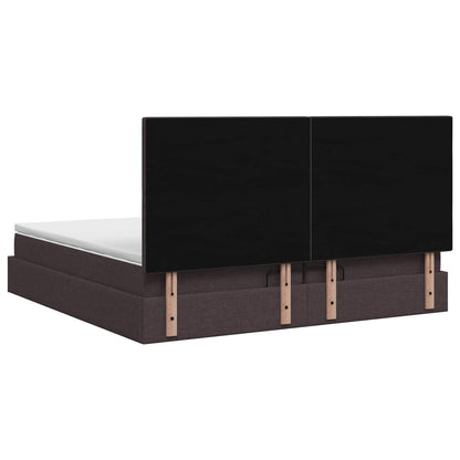 Letto ottomano con materasso Marrone Scuro 200 x 200 cm Tessuto | homemem39