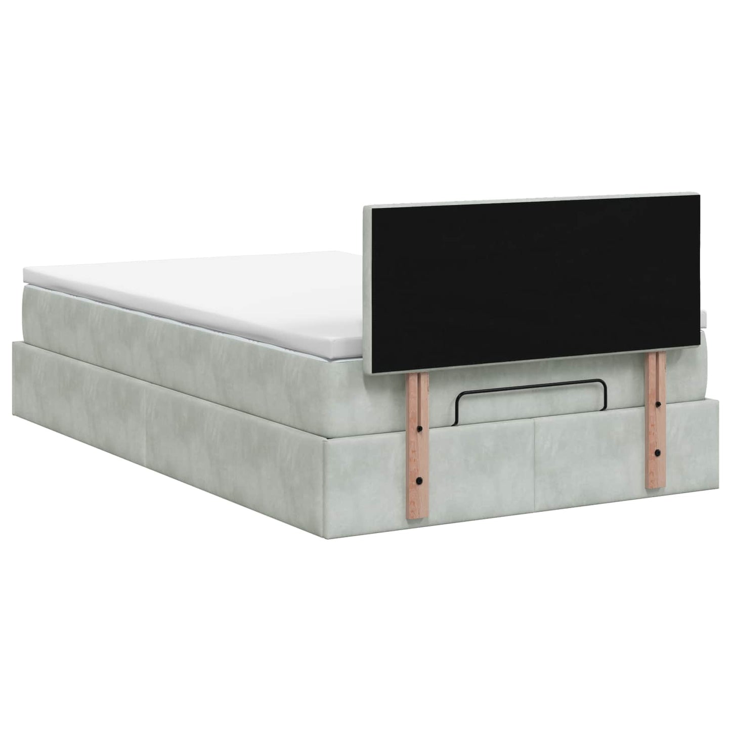 Letto ottomano con materasso Grigio Chiaro 120 x 200 cm Velluto