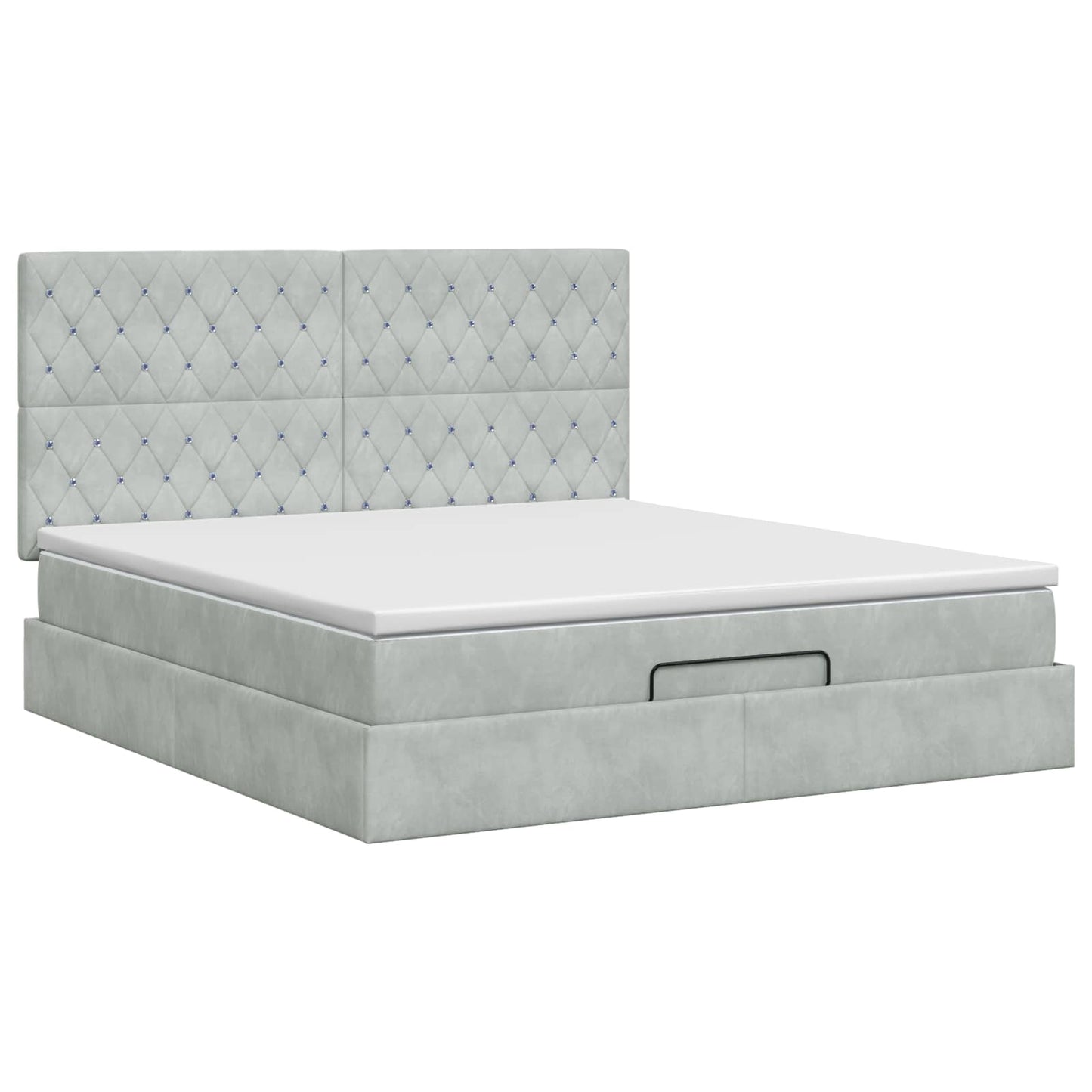 Letto ottomano con materasso Grigio Chiaro 140 x 190 cm Velluto
