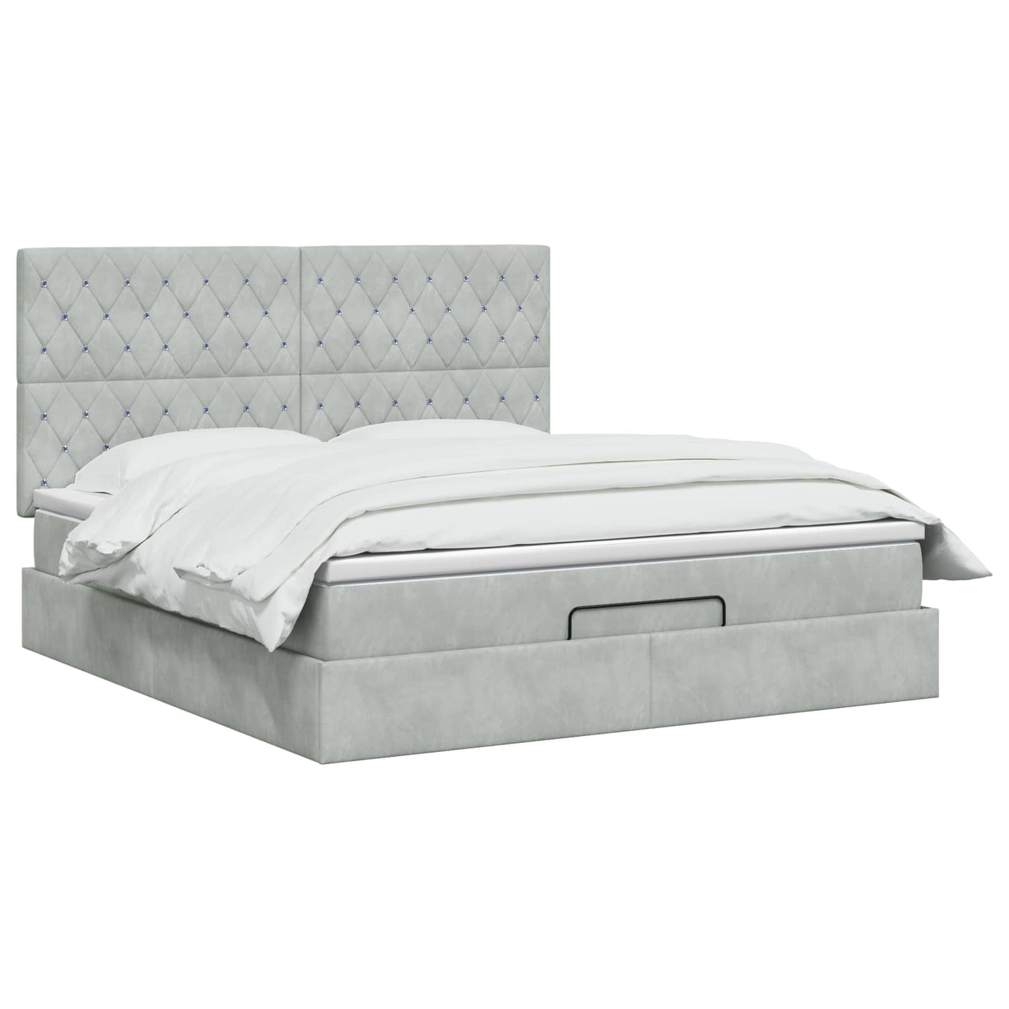 Letto ottomano con materasso Grigio Chiaro 140 x 190 cm Velluto
