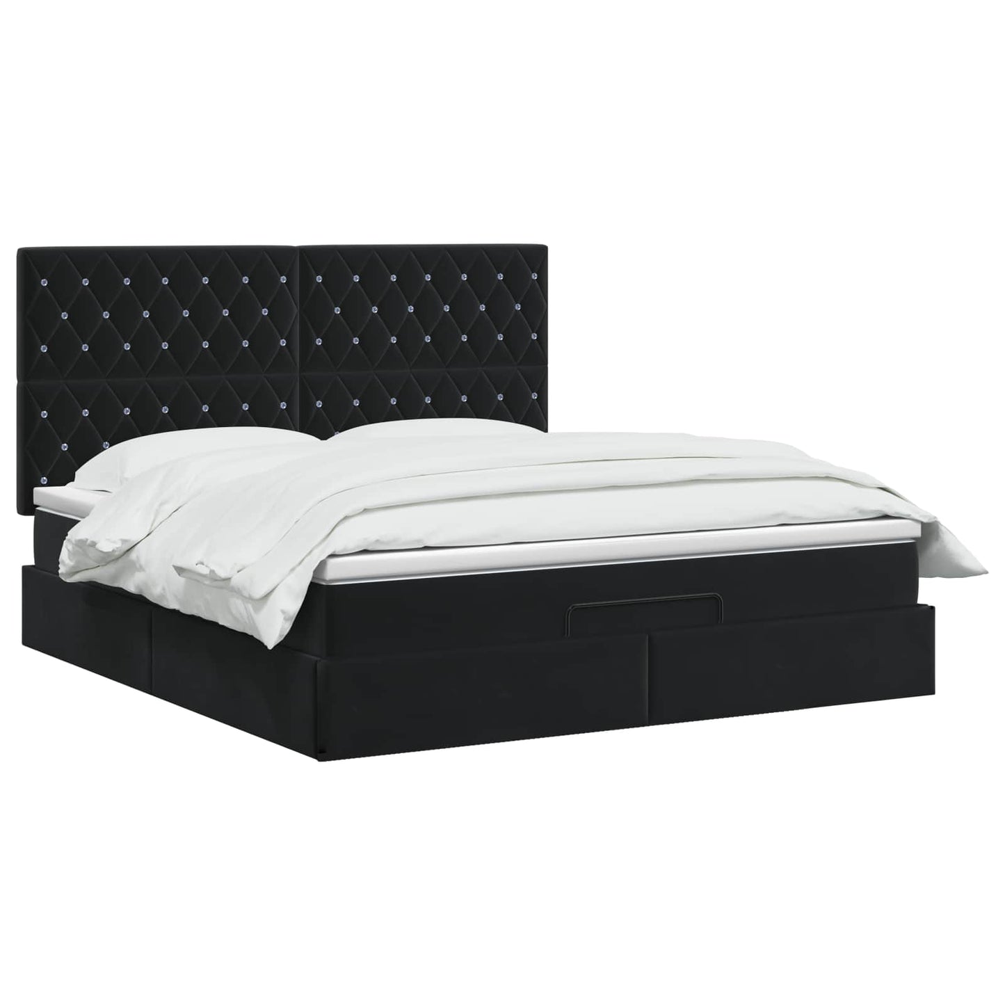 Letto ottomano con materasso Nero 140 x 190 cm Velluto | homemem39