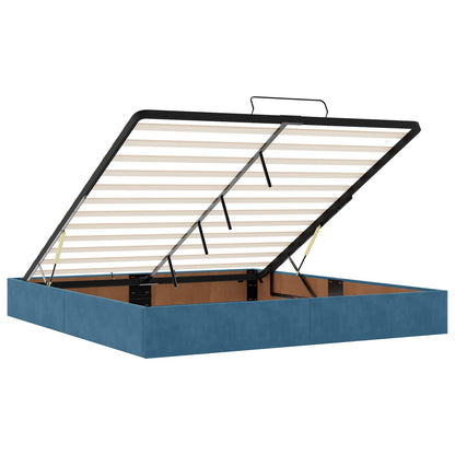 Letto ottomano con materasso Blu Scuro 140 x 190 cm Velluto