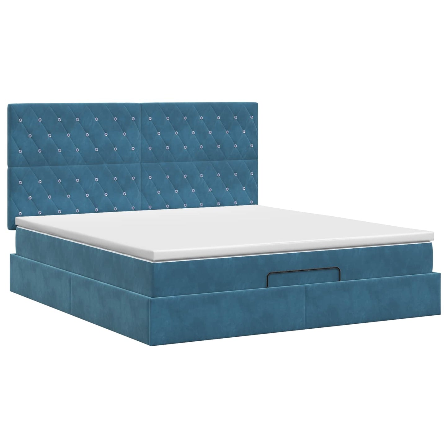 Letto ottomano con materasso Blu Scuro 140 x 190 cm Velluto | homemem39