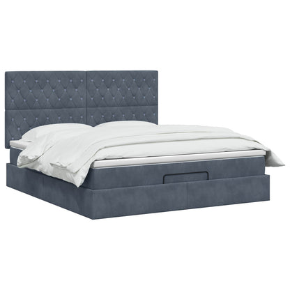 Letto ottomano con materasso Grigio Scuro 140 x 200 cm Velluto | homemem39