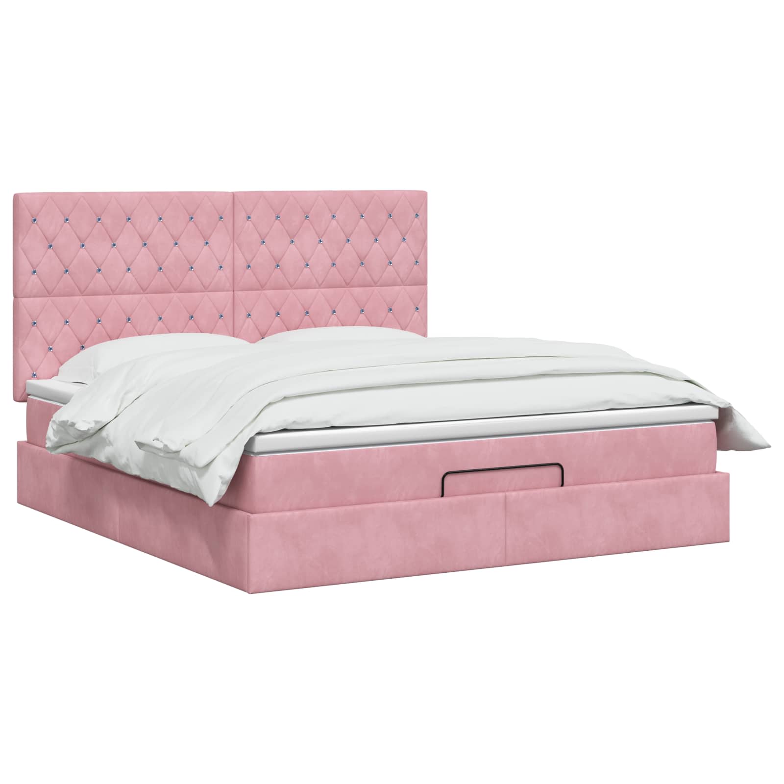 Letto ottomano con materasso Rosa 140 x 200 cm Velluto | homemem39