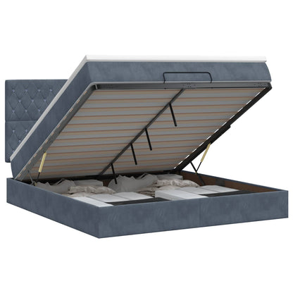 Letto ottomano con materasso Grigio Scuro 160 x 200 cm Velluto