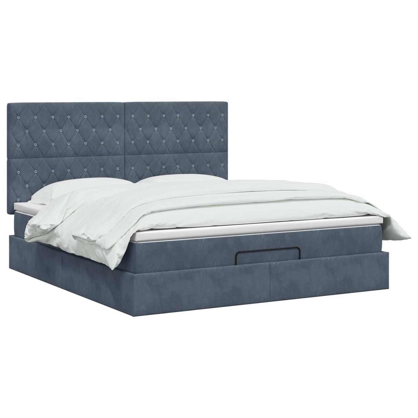 Letto ottomano con materasso Grigio Scuro 160 x 200 cm Velluto