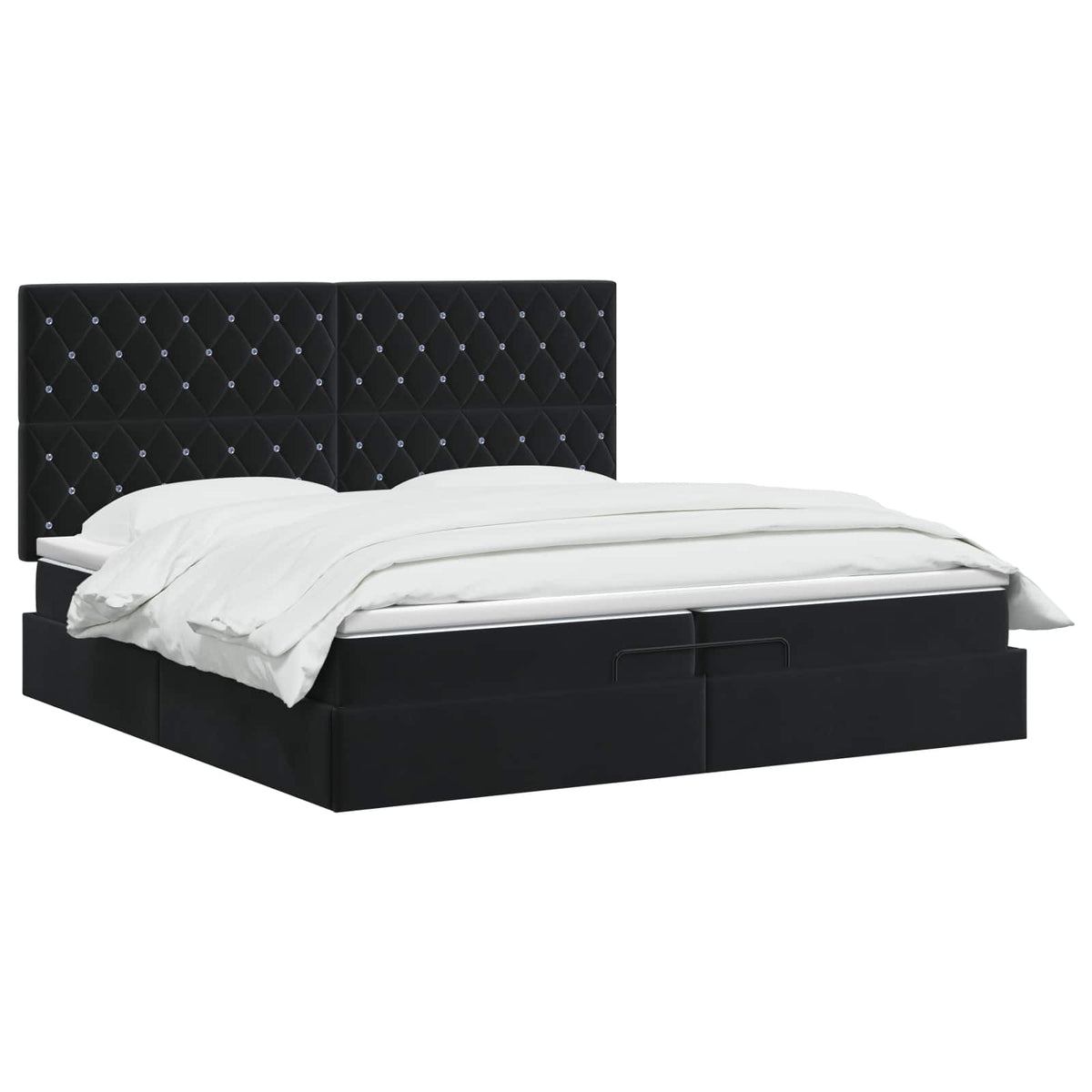 Letto ottomano con materasso Nero 200 x 200 cm Velluto | homemem39