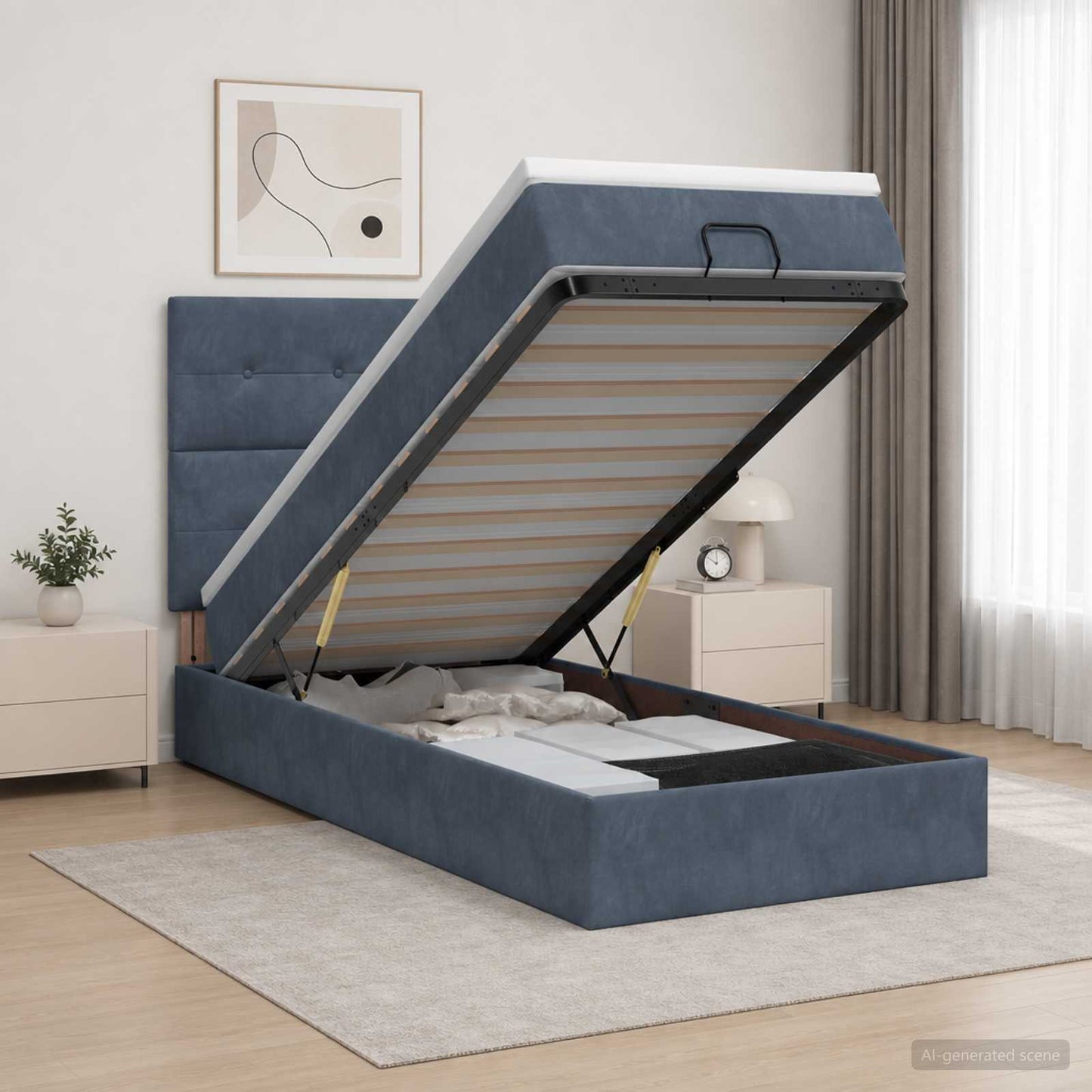 Letto Ottomano con Materasso e LED Grigio Scuro 80 x 200 cm