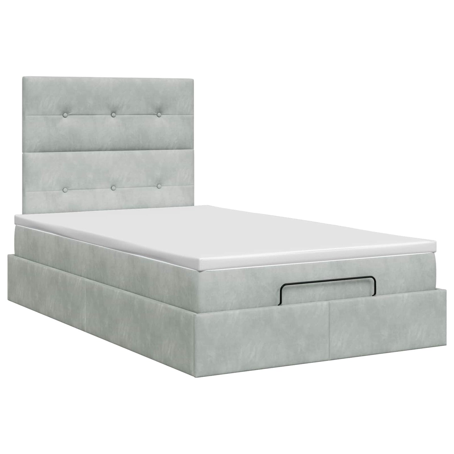 Letto ottomano con materasso Grigio Chiaro 120 x 190 cm Velluto | homemem39