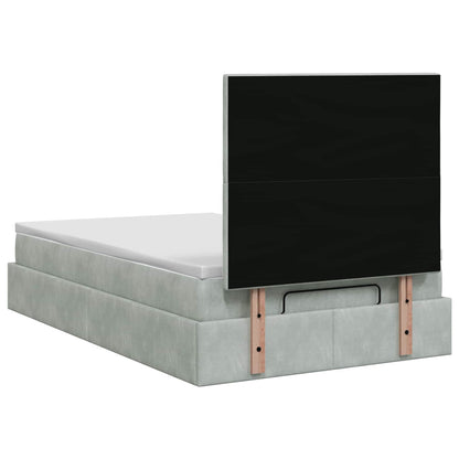 Letto ottomano con materasso Grigio Chiaro 120 x 190 cm Velluto - homemem39