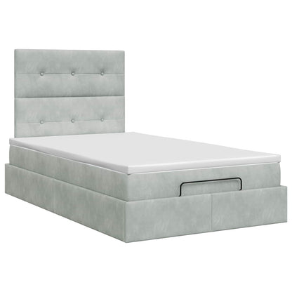 Letto ottomano con materasso Grigio Chiaro 120 x 200 cm Velluto