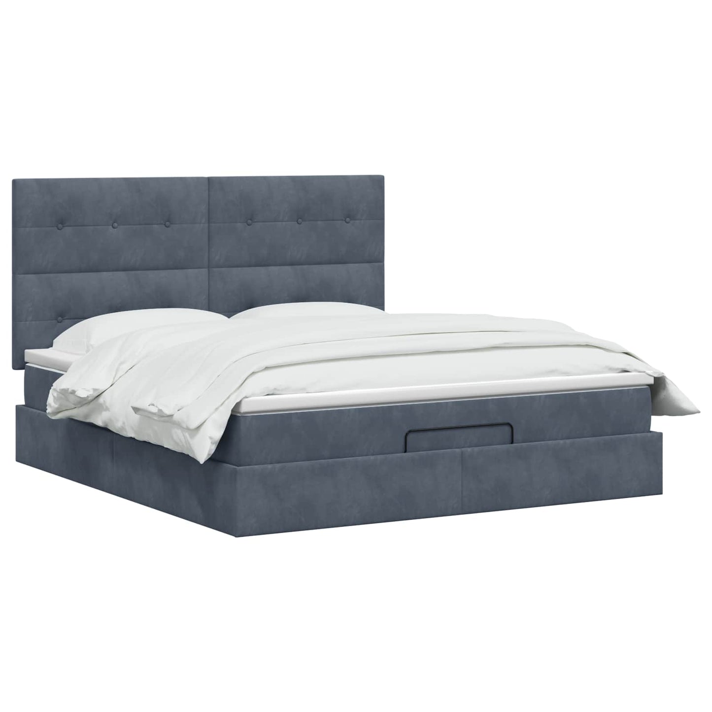 Letto ottomano con materasso Grigio Scuro 160 x 200 cm Velluto