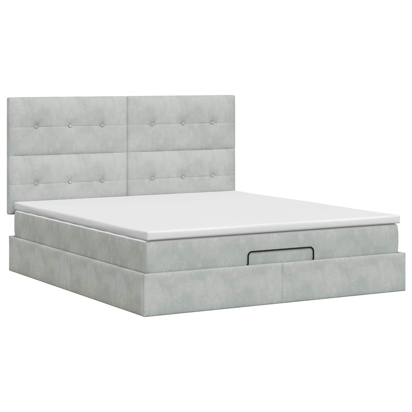 Letto ottomano con materasso Grigio Chiaro 180 x 200 cm Velluto