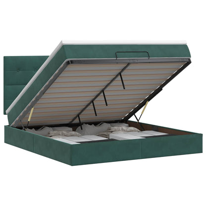 Letto ottomano con materasso Verde Scuro 180 x 200 cm Velluto | homemem39