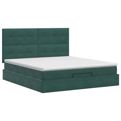 Letto ottomano con materasso Verde Scuro 180 x 200 cm Velluto | homemem39