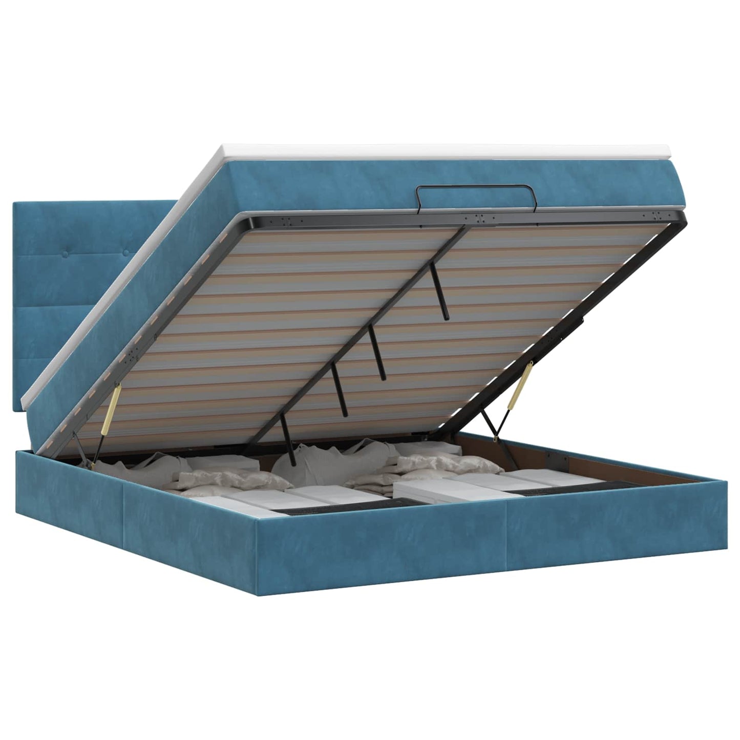 Letto ottomano con materasso Blu Scuro 180 x 200 cm Velluto | homemem39