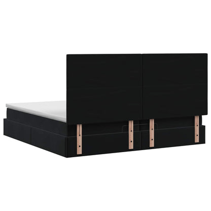 Letto ottomano con materasso Nero 200 x 200 cm Velluto | homemem39