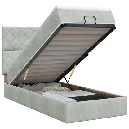 Letto ottomano con materasso Grigio Chiaro 90 x 190 cm Velluto | homemem39