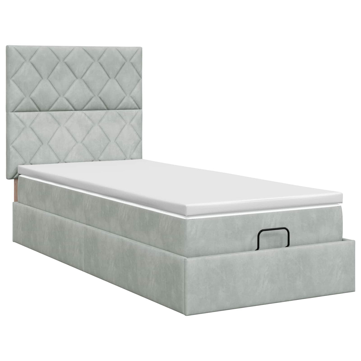 Letto ottomano con materasso Grigio Chiaro 90 x 190 cm Velluto | homemem39