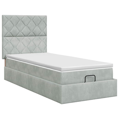 Letto ottomano con materasso Grigio Chiaro 90 x 190 cm Velluto | homemem39