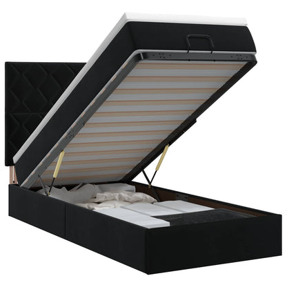 Letto ottomano con materasso Nero 90 x 200 cm Velluto | homemem39