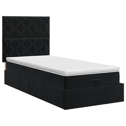 Letto ottomano con materasso Nero 90 x 200 cm Velluto | homemem39