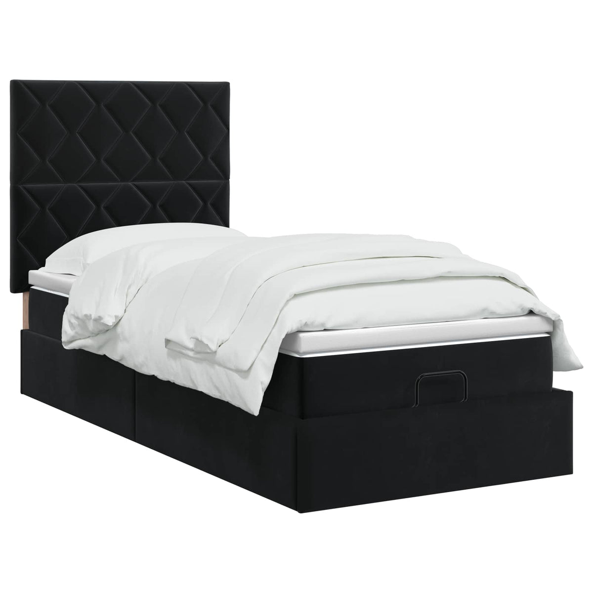 Letto ottomano con materasso Nero 90 x 200 cm Velluto | homemem39