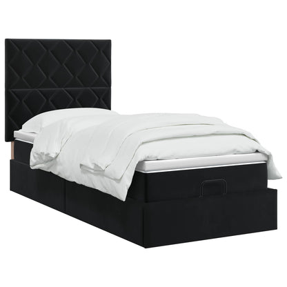 Letto ottomano con materasso Nero 90 x 200 cm Velluto | homemem39