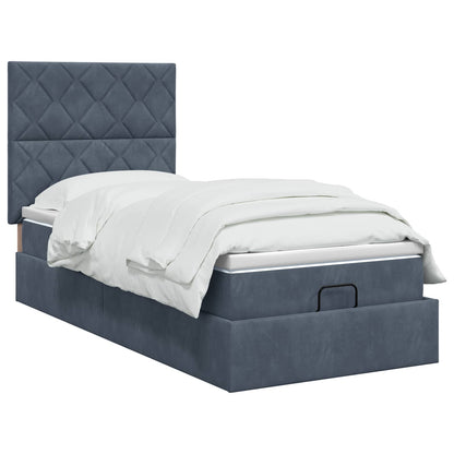 Letto ottomano con materasso Grigio Scuro 100 x 200 cm Velluto | homemem39