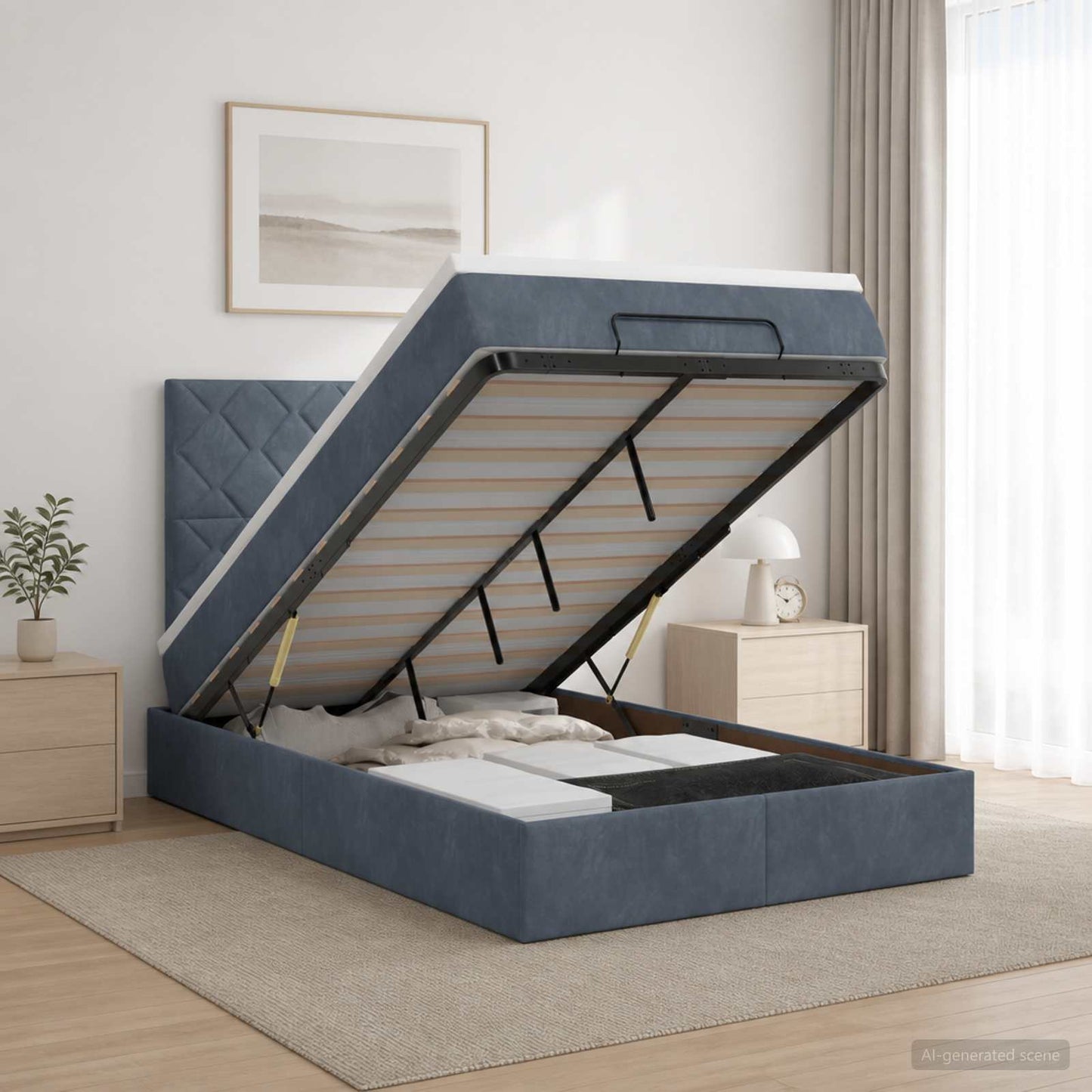 Letto ottomano con materasso Grigio Scuro 120 x 200 cm Velluto