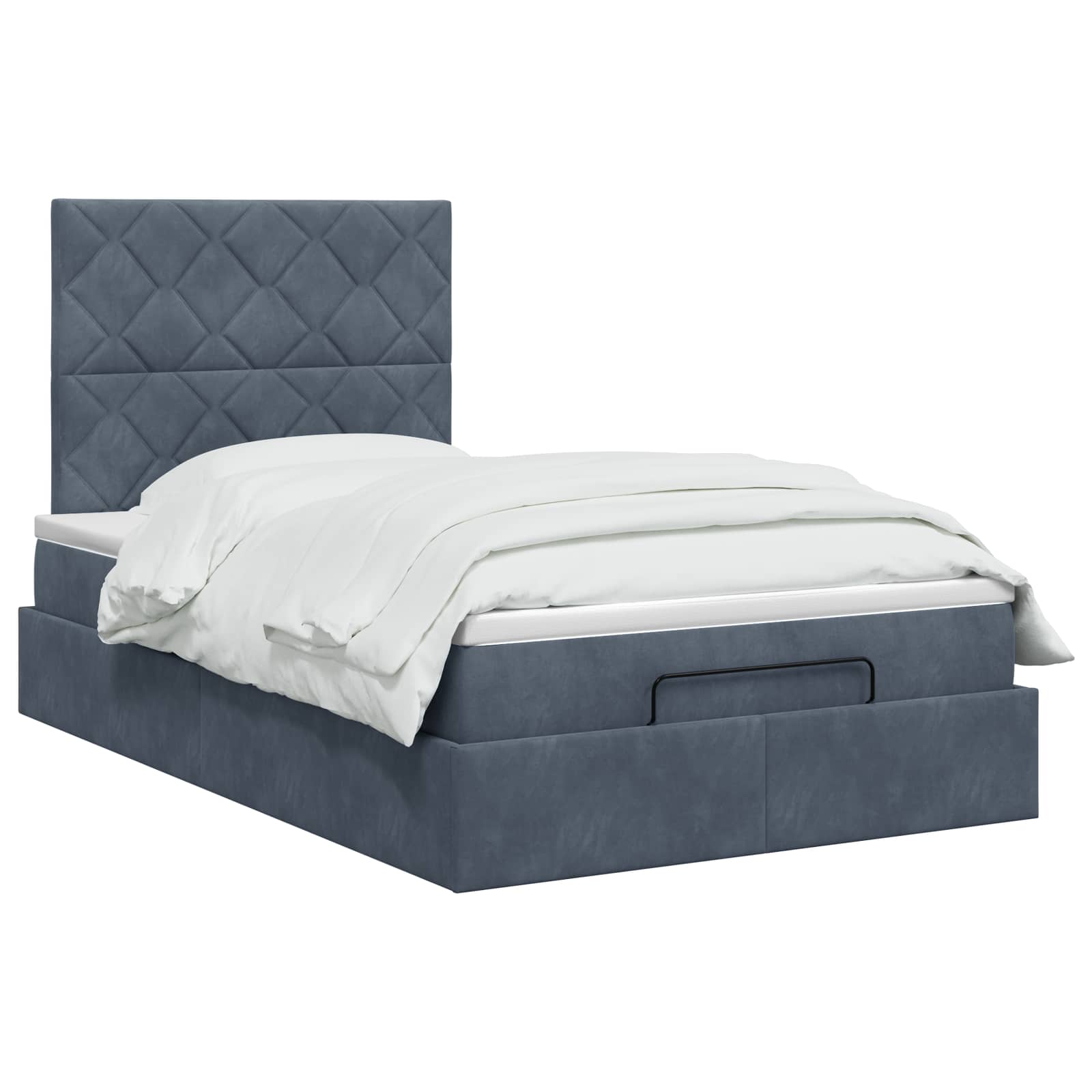 Letto ottomano con materasso Grigio Scuro 120 x 190 cm Velluto | homemem39