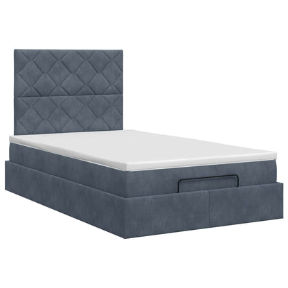 Letto ottomano con materasso Grigio Scuro 120 x 200 cm Velluto | homemem39