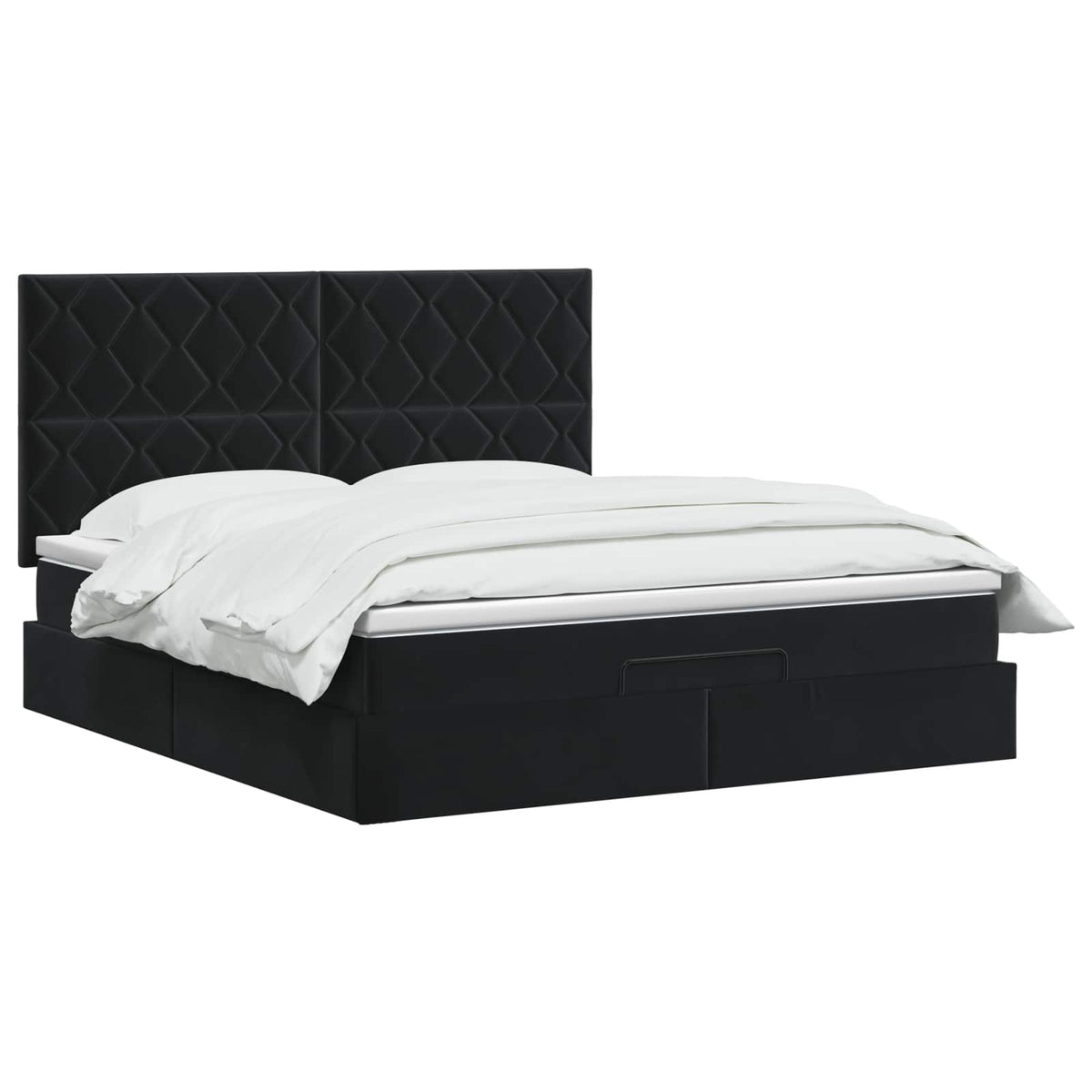 Letto ottomano con materasso Nero 180 x 200 cm Velluto | homemem39