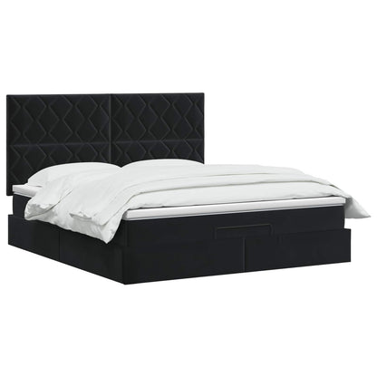 Letto ottomano con materasso Nero 180 x 200 cm Velluto | homemem39