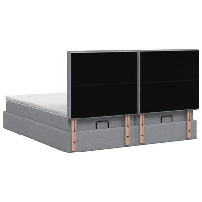 Letto ottomano con materasso 2 pz Grigio Chiaro Tessuto