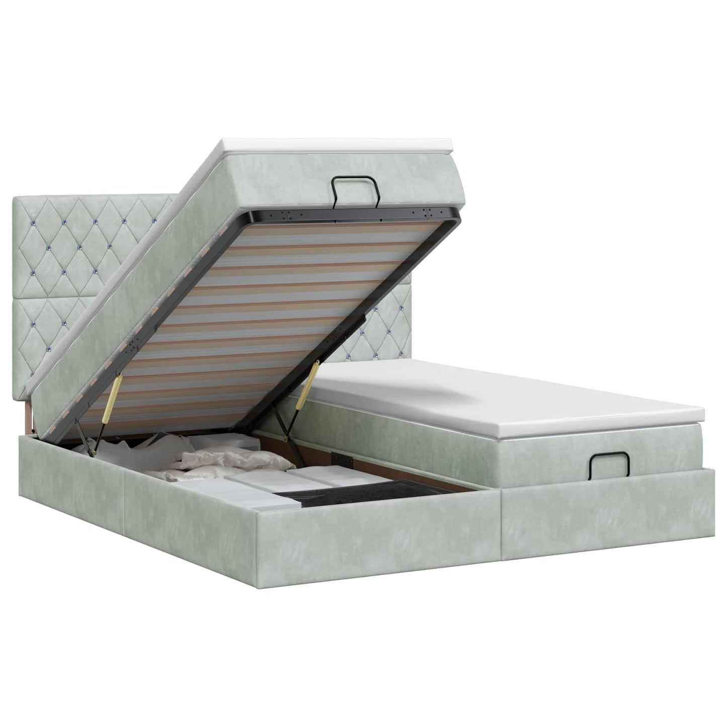 Letto ottomano con materasso 2 pz Grigio Chiaro Velluto - homemem39