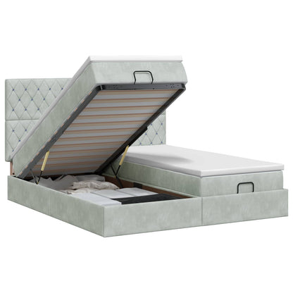 Letto ottomano con materasso 2 pz Grigio Chiaro Velluto - homemem39