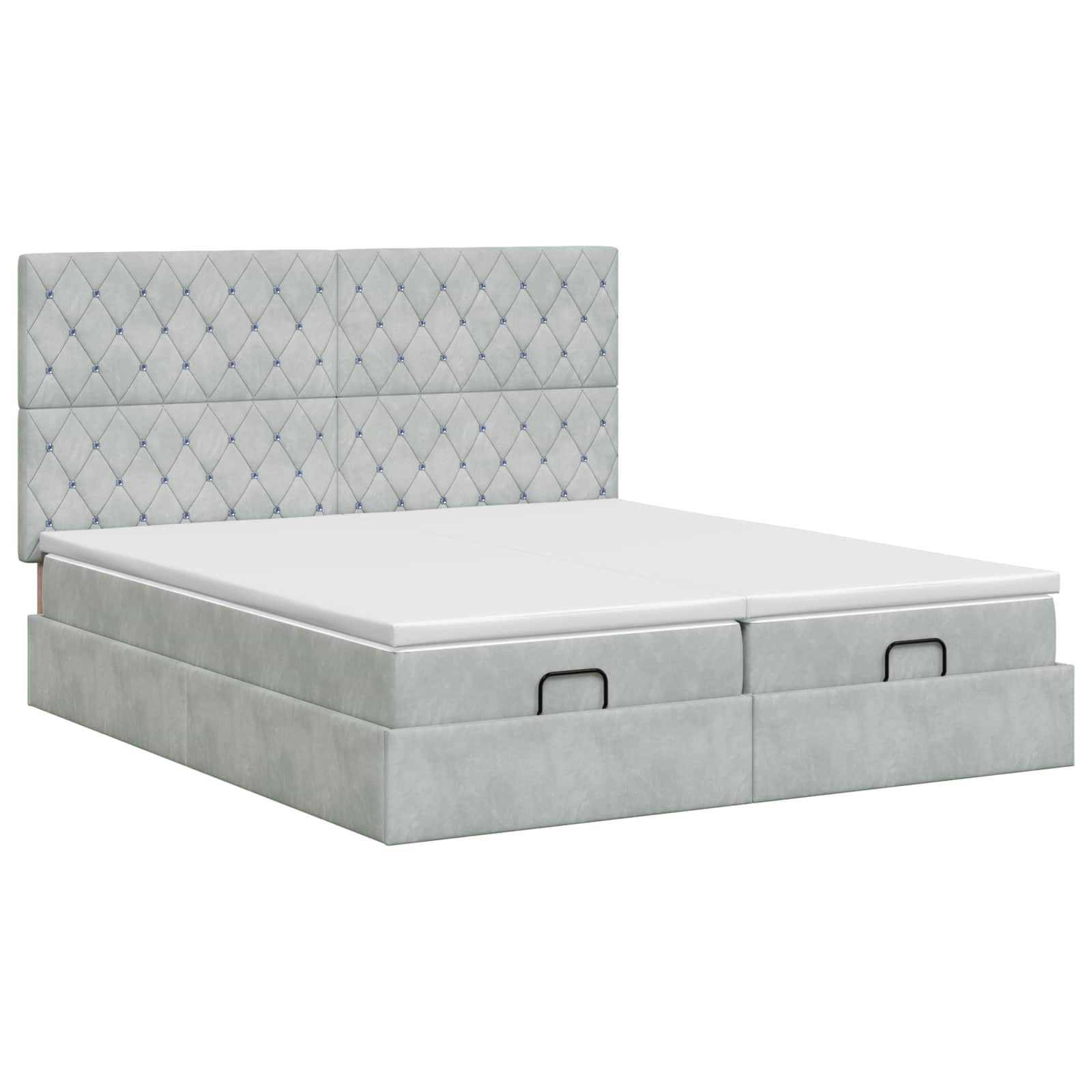 Letto ottomano con materasso 2 pz Grigio Chiaro Velluto - homemem39