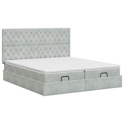 Letto ottomano con materasso 2 pz Grigio Chiaro Velluto - homemem39