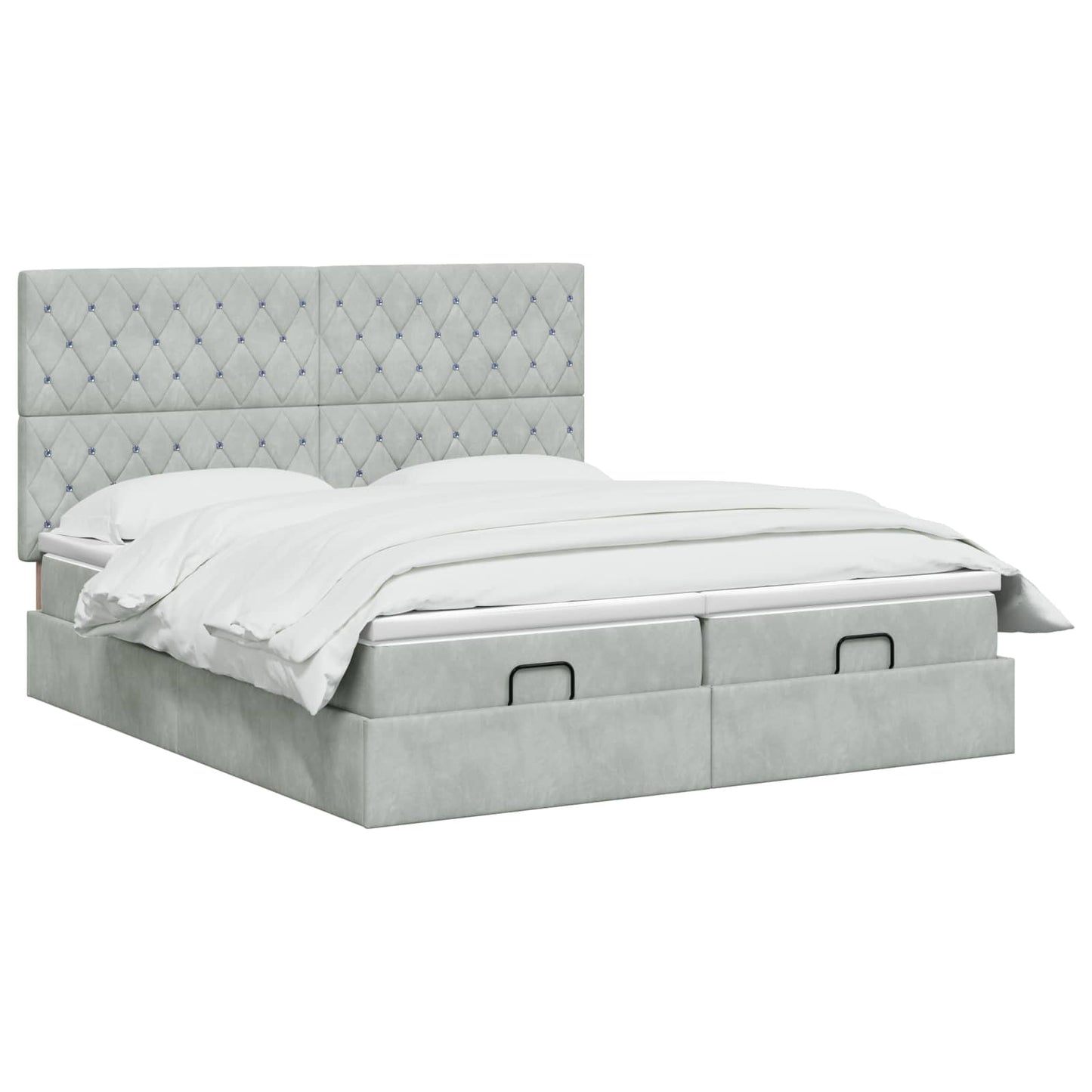Letto ottomano con materasso 2 pz Grigio Chiaro Velluto - homemem39