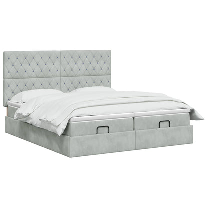 Letto ottomano con materasso 2 pz Grigio Chiaro Velluto - homemem39