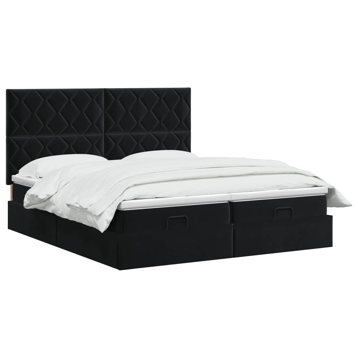 Letto ottomano con materasso con testiera 2 pz Nero Velluto | homemem39